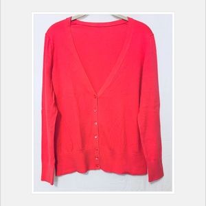 LOFT Salmon V-Neck Button-Down Knitted Cardigan